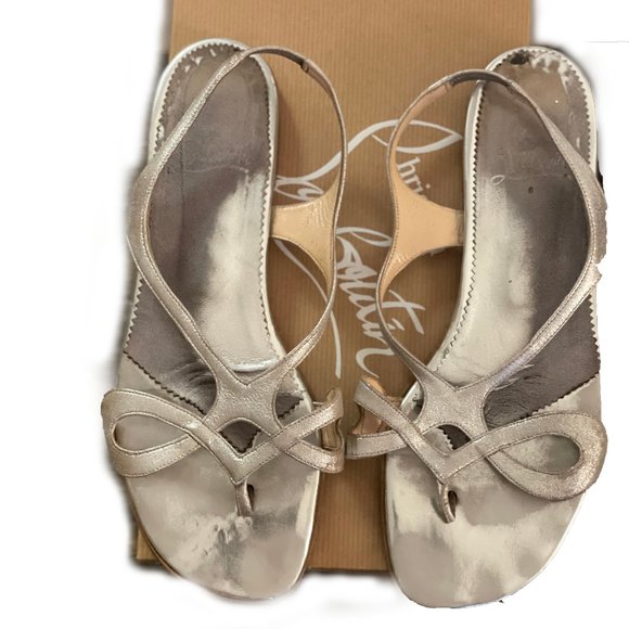 Louboutin "Bellatong" Silver Nappa Sandal flat - 38.5 - Picture 2 of 8